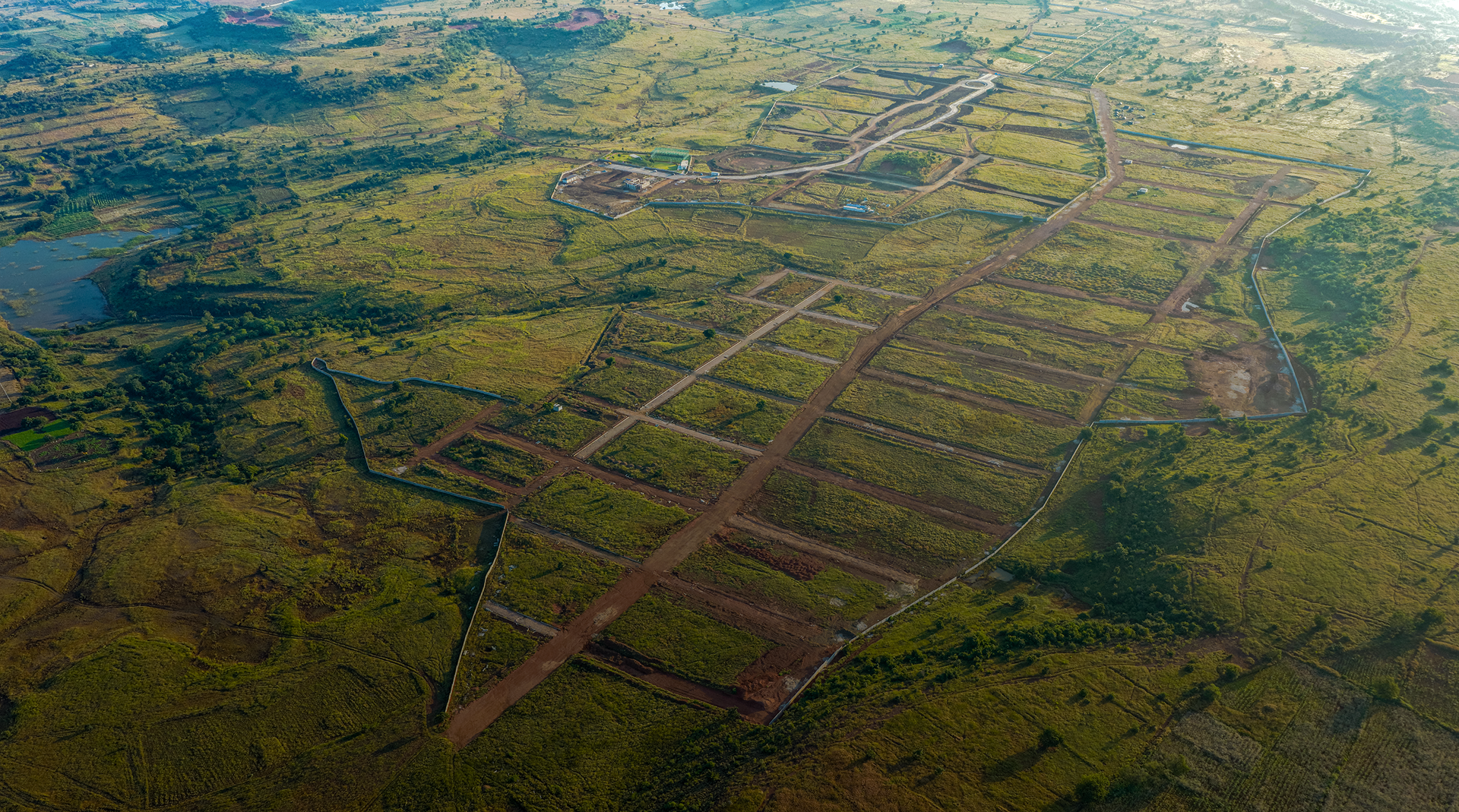 Aerial view of The Preserve - valleys, lakes, and natural landscape