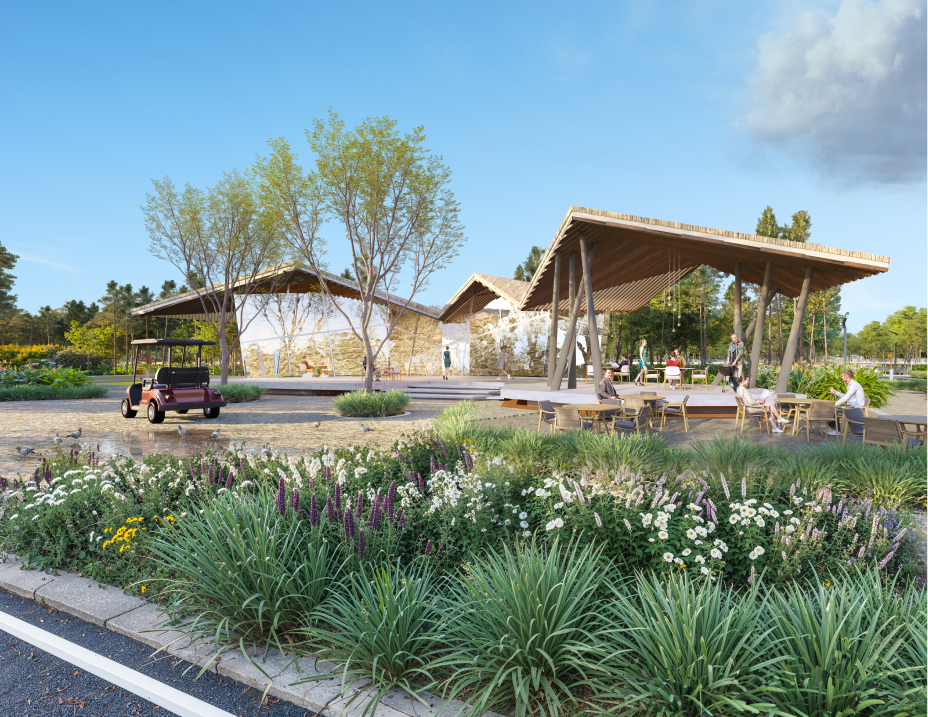 Resort-style clubhouse with modern architecture