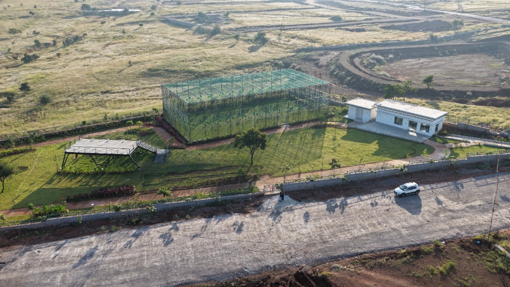 Aerial view of nets and sports facilities